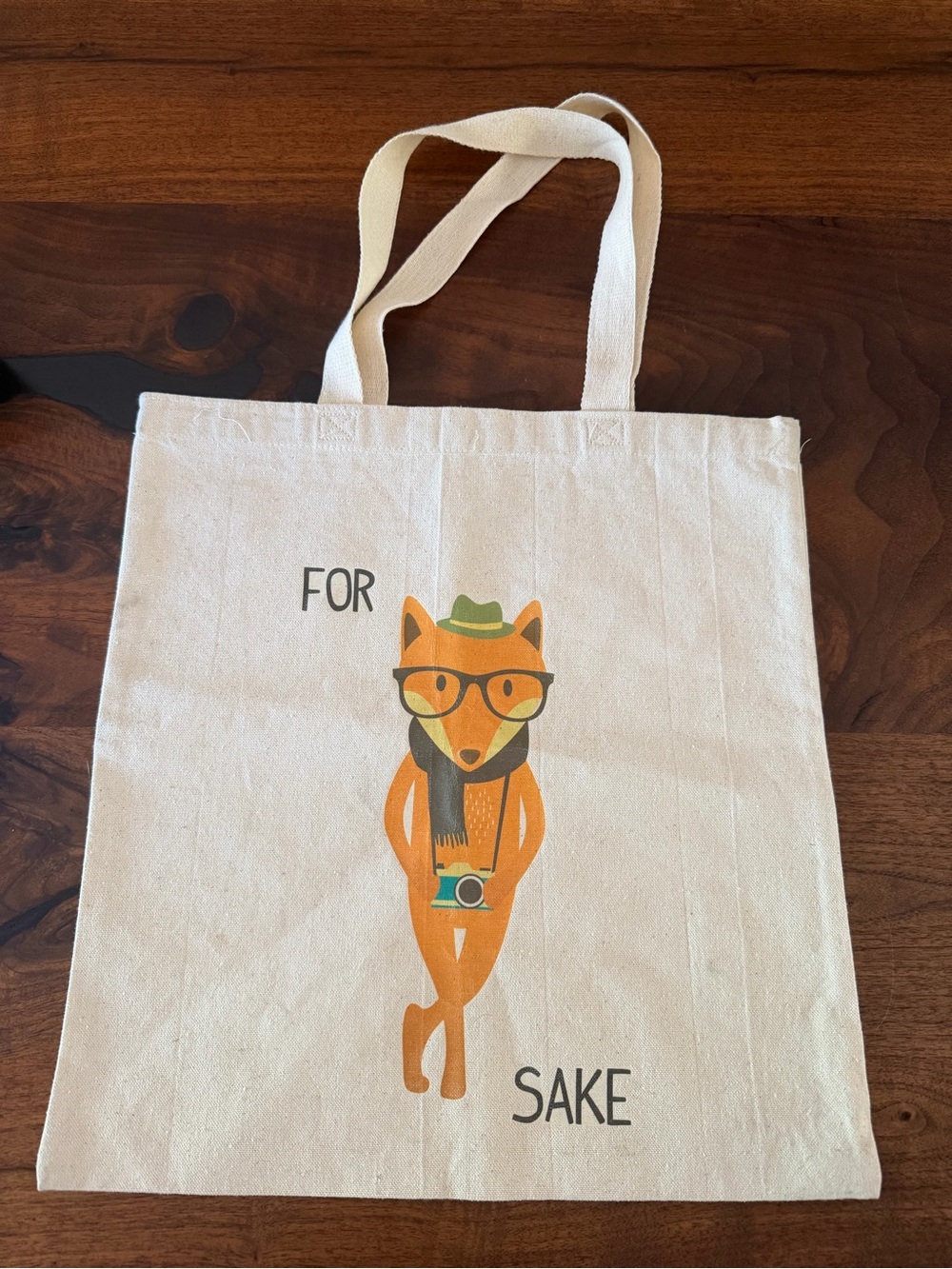 Canvas Tote with Orange Fox Graphic